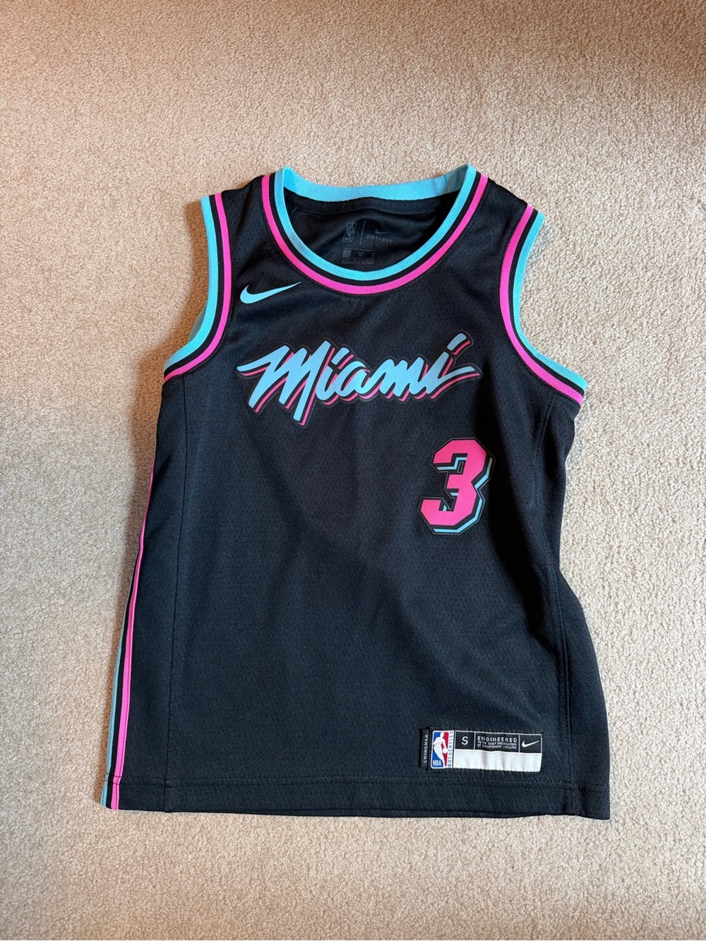 Nike Kids Miami Heat Jersey - Black with Pink & Teal Accents